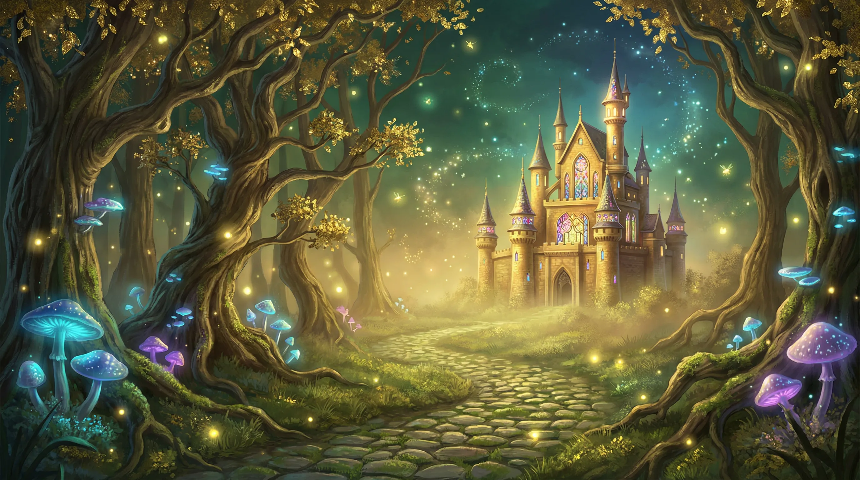 Floresta encantada do cassino SSSbet com castelo dourado